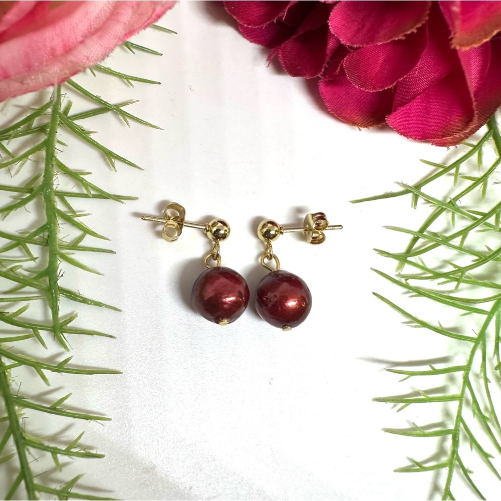 NEW⚜️Freshwater Red Pearl Drop Earrings